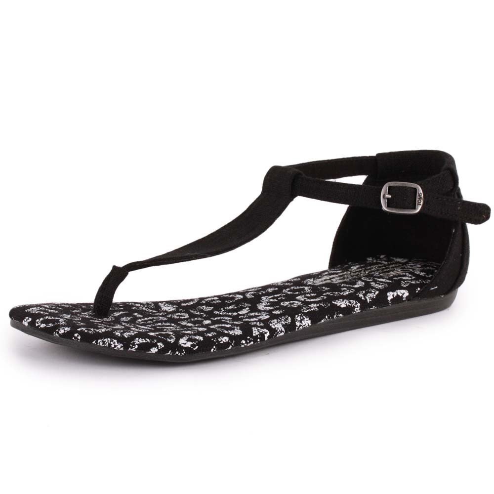 Toms tstrap black leopard sandals